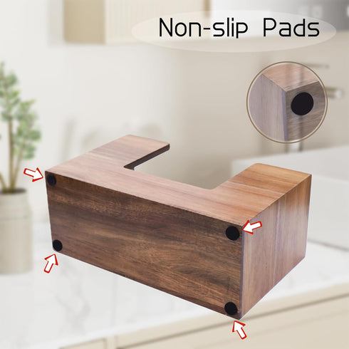 Acacia Wood Paper Towel Dispenser, Wooden Napkin Holder, Paper Towel Holder for Bathroom, Kithchen, and Office