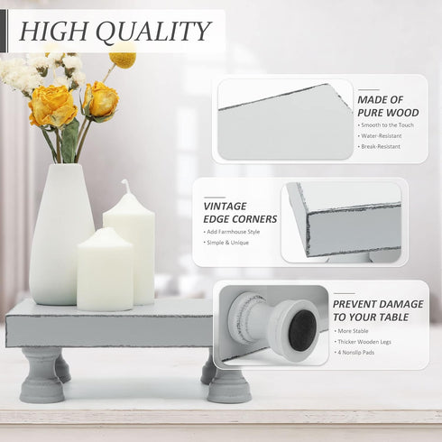 Decorative Wood Riser for Display, Modern Farmhouse Pedestal Stand for Home & Kitchen Decor, Rustic Bathroom Counter