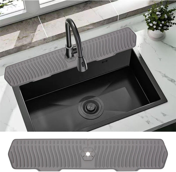 30 Inch Kitchen Sink Splash Guard, Large Size Silicone Faucet Handle Drip Catcher Tray for Countertop, Bathroom,