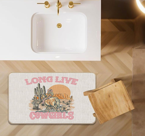 Western Door Mat 17"X30" Long Live Cowgirls Indoor/Outdoor Entrance Cowgirl Dorm Room Decor