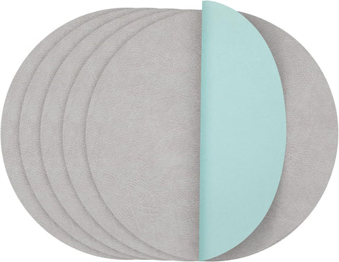 Round Placemats Dual Sided, Faux Leather Place Mats Non-Slip Heat Stain Resistant