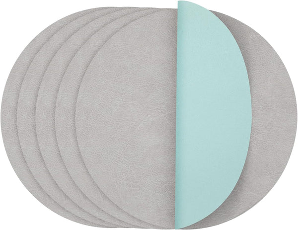 Round Placemats Dual Sided, Faux Leather Place Mats Non-Slip Heat Stain Resistant