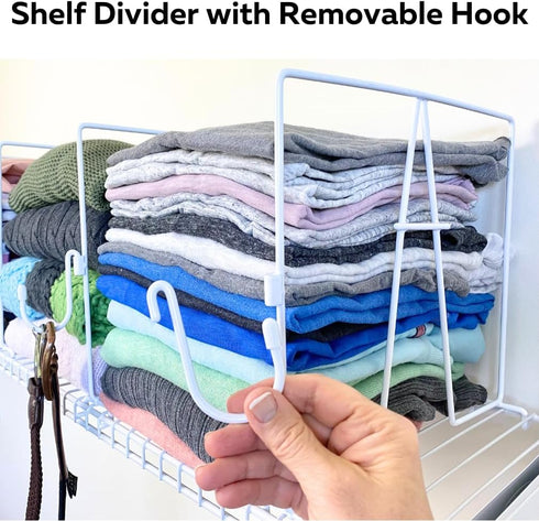 Evelots Wire Shelf Dividers, Extra Closet Organization and Storage, 10 Pack, Tall Shelf Separators, Easy to Clip