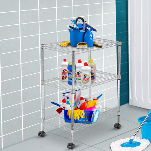 3-Tier 23"x13"x31" 170 lbs PayLessHere | Wire Shelf with Wheels | | Chrome | Adjustable Racks | Heavy-Duty Storage