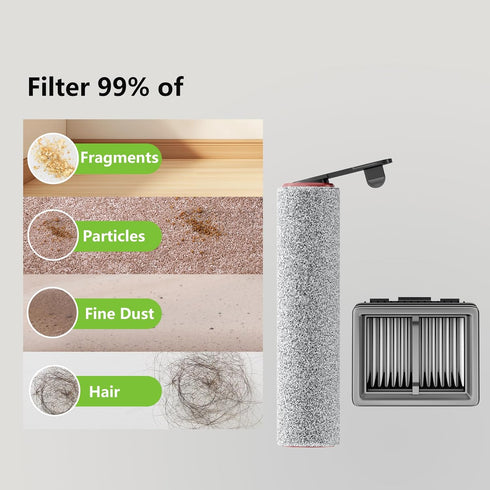 H12 (H12Pro3 3 Replacement Vacuum Filters Roller Brushes Compatible with Dreame Pro Wet Dry Vacuum Cleaner, Efficient