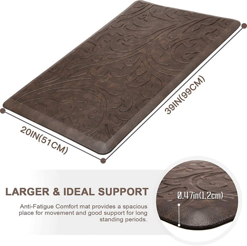 KMAT Anti-Fatigue Kitchen Mat, Waterproof Non-Slip Ergonomic Comfort Floor Mat, 39" x 20", Brown