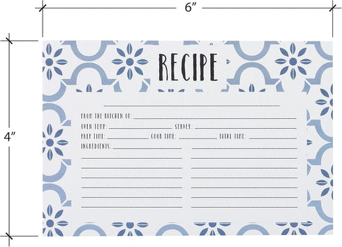 C.R. Gibson Q12-24018 Double Sided Recipe Cards, 40pcs, 4'' W x 6'' L, True Blue