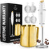 Zulay Kitchen Milk Frother Set, Latte Art Coffee Kit with Handheld Frother, Stainless Steel Pitcher & Stencils