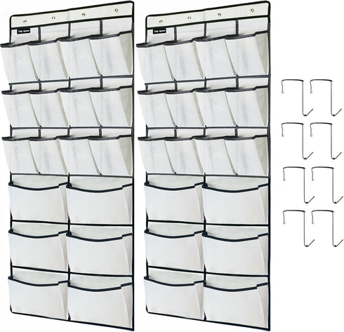 2 Pack Extra Large Hanging Over Door Shoe Organizers, 12 Mesh Pockets + 6 Large Compartments for Closet Bedroom