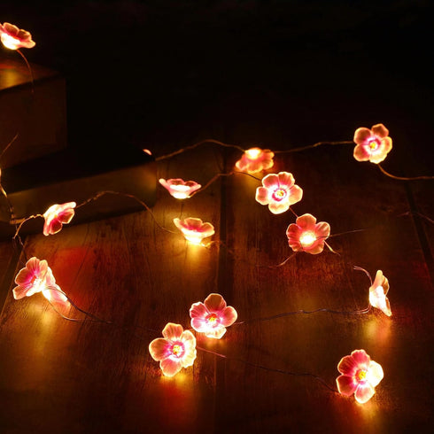 6.6 20 Mudder ft LEDs Flower String Lights Fairy Cherry Blossom String Lights Wire Battery Powered for Valentine