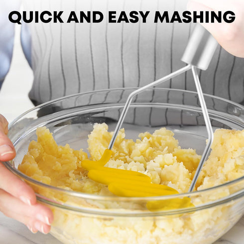 Zulay Potato Masher with Premium Silicone-Coated Stainless-Steel Design for Smooth Mashed Potatoes, Vegetables, Fruits