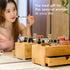 GOBAM Bamboo Makeup Organizer with Drawer, Medium - Natural Wooden Cosmetic Storage for Bathroom, Bedroom, Kitchen