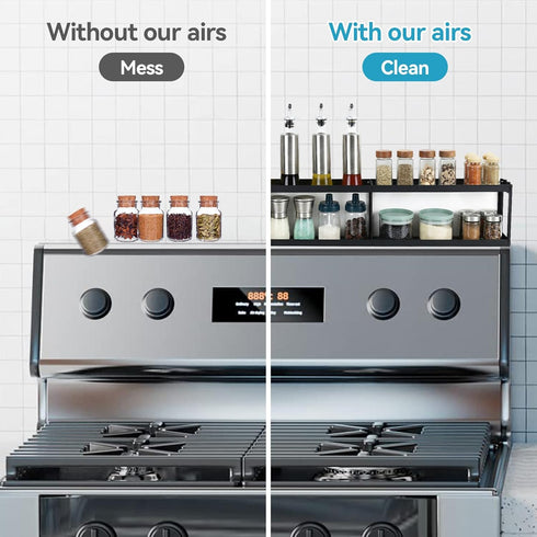 2 30 Inch 2 4 OTraki Tier Strong Magnetic Oven Shelf Length Spice Rack Over The Stove Shelf with Anti-Slip Mats