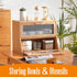 GHWIE Double Layer Bamboo Bread Box, Large Capacity Kitchen Counter Storage Bin with Acrylic Wavy Door Panel, Natural