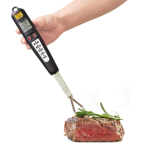 80-09 Digital Meat Instant Read Thermometer - Kitchen Probe with LED Screen and Ready Alarm for Grilling, Barbecue