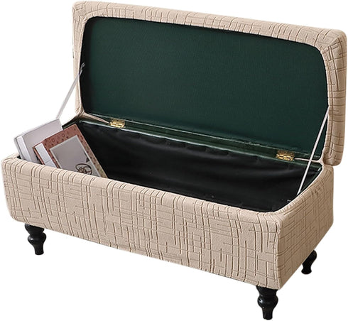 Eco-Ancheng Storage Ottoman Cover Rectangle Ottoman Slipcover Folding Storage Bench Cover Footrest