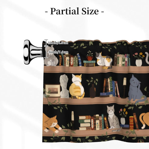 1 54" 18" Bookshelf Cat Curtain Valance Short Rod Pocket Window Treatment for Living Room Bedroom Kitchen Bathroom