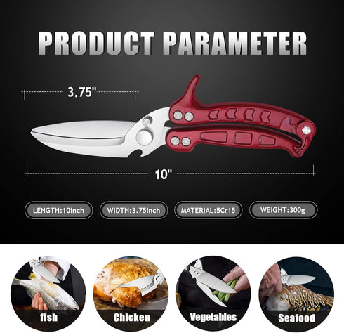 DRAGON RIOT Heavy Duty Poultry Shears - A Must Have Kitchen Shears for Chicken and Meat Cutting - Dishwasher Safe