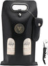 DIWNELEM Leather Wine Bag with Wine Opener, 2 Bottle Carrier for Champagne, Beer, Wedding, Birthday, Travel, Black