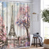 Paris Shower Curtain for Bathroom, Sakura Landscape Pink Romantic Waterproof Fabric 72x72 Inches with Hooks