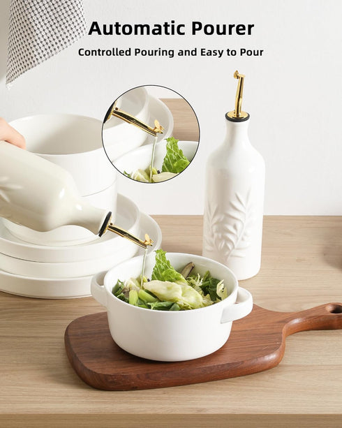 20 Oz Set 1 Sweejar Ceramic Olive Oil Dispenser Bottle Relief Opaque Oil Cruet Protects To Reduce Oxidation Suitable