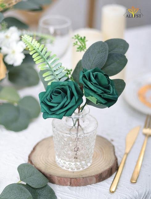 50pcs Artificial Flower, Real Touch Foam Roses Decoration for Wedding Bridesmaid Bridal Bouquet Centerpieces