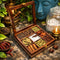 Premium Wooden Spice Box with Glass Lid 9 Compartment Masala Organizer for