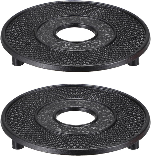 Sumnacon 2 Pcs Cast Iron Tea Pot Trivet with Rubber Covers, Vintage Kettle Trivet for Kitchen Dining Office Countertop