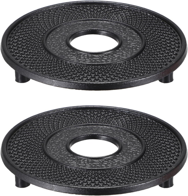 Sumnacon 2 Pcs Cast Iron Tea Pot Trivet with Rubber Covers, Vintage Kettle Trivet for Kitchen Dining Office Countertop
