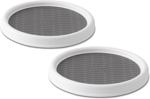 Copco 9 Inch Non Skid Pantry Cabinet Lazy Susan Turntable, Set of 2, White and Gray