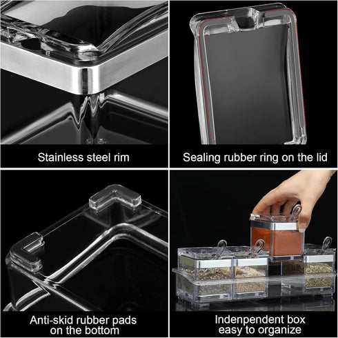2 Set 10 4 3.2 8 Acrylic Seasoning Organizer Box x x in Clear Seasoning Rack Spice Pot Condiment Container with Lid