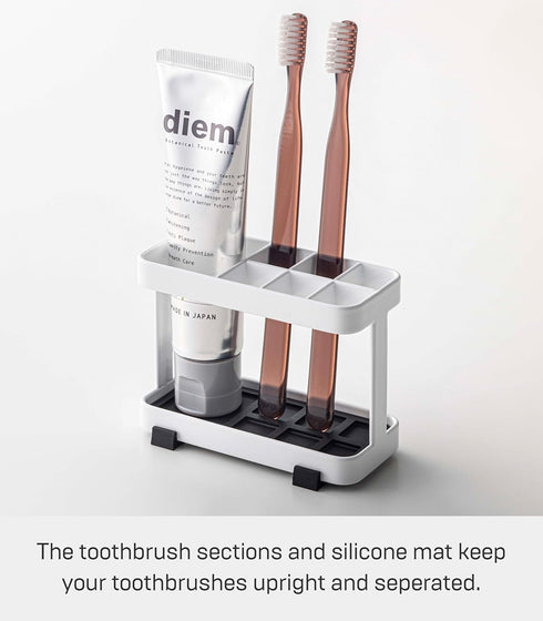 YAMAZAKI home Toothbrush and Toothpaste Holder - White, One Size for Bathroom Countertop