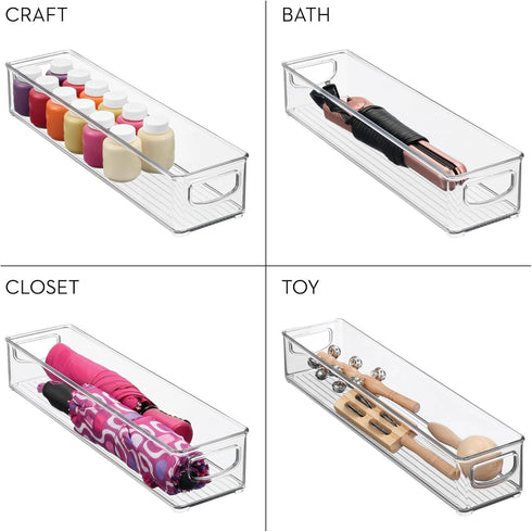 iDesign Small Pantry Bin with Handles - Stackable Organizer Bins for Kitchen, Clear, Made in USA