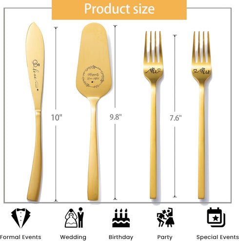 Cake Cutting Set for Wedding, Wedding Cake Knife and Server Set for Birthday, Bridal Shower Gifts (Gold) by iooiluxry