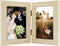 Golden State Art 4x6 Double Picture Frame, Vertical Hinged Folding Family Frames with Real Glass (Beige, 1-Pack)