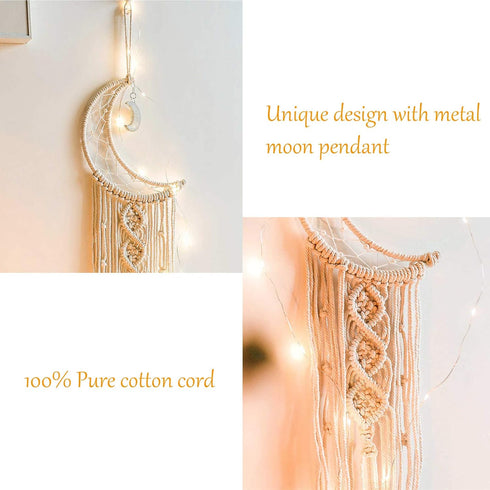 2pcs Tarklanda Moon Star Dream Catcher Decor, Boho Home Moon Star Dreamcatcher, Macrame Wall Hanging Boho Home Decor