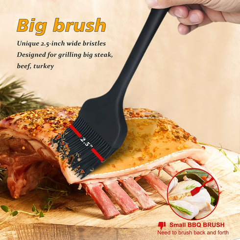 Walfos 3 Size Basting Brush - High Heat Resistant Silicone Pastry Brushes for Kitchen Cooking, Barbecue, Baking,