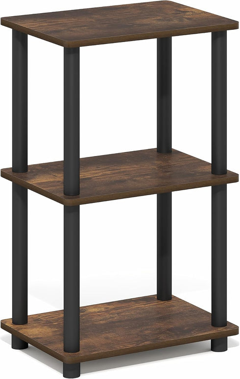 3-Tier Furinno Turn-N-Tube Storage Shelves, Open Frame Book Shelf, Standing Corner Shelf, Toolless Assembly, Open