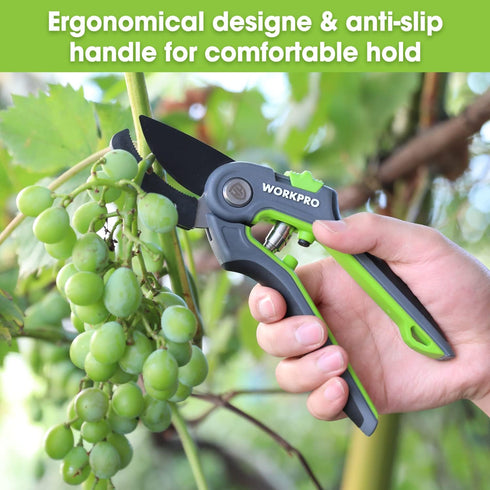 WORKPRO Anvil Pruning Shears, 8’’ Professional Hand Pruner with SK5 Steel Blades for Gardening
