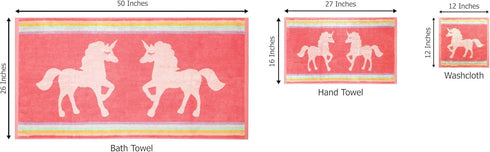 ORIGINAL KIDS 6 Set 100% 2 2 2 630 Set Piece Unicorn Towel - Cotton Terry Jacquard Bath Towels, Hand Towels, Washcloths