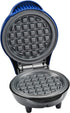 Classic Mini Waffle Maker by Select Brands: Cobalt Blue Non-Stick Iron for Traditional, Savory or Dessert Mini Waffles