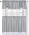 Darcy (Grey/White) Tier and Valance Window Curtain Set - 58 Inch Width, 24 Inch Length by Achim Home Decor