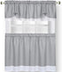 Darcy (Grey/White) Tier and Valance Window Curtain Set - 58 Inch Width, 24 Inch Length by Achim Home Decor