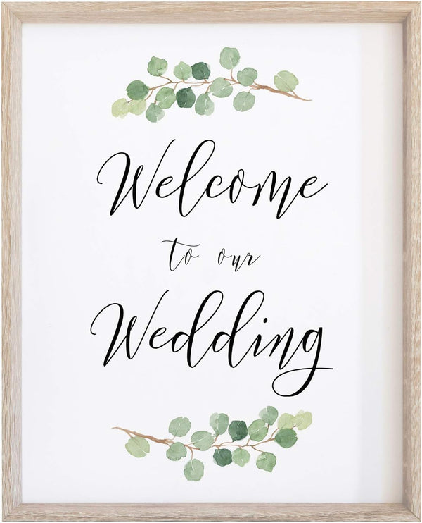 Welcome to our Wedding Sign for Reception or Ceremony, 8x10 Watercolor Greenery with Eucalyptus Print on Thick Cardstock