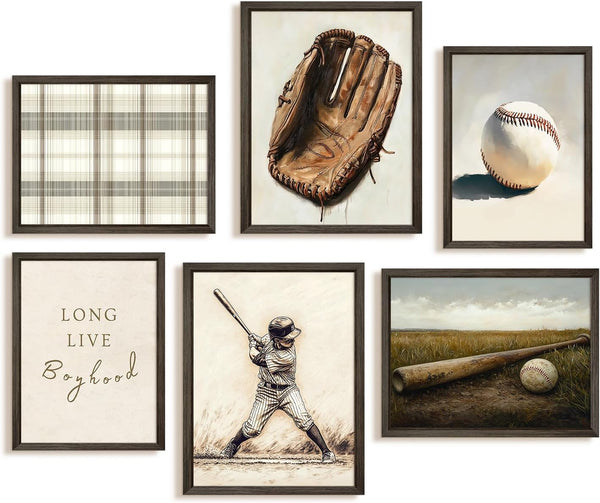 SYYANKK Vintage Baseball Nursery Wall Art Boys Room Canvas Poster Vintage Sports Wall