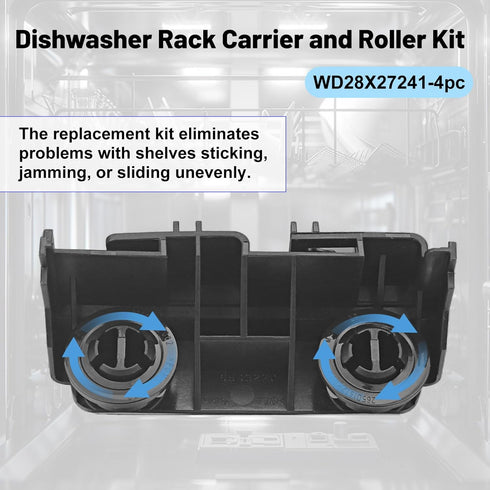 WD28X27241 Dishwasher Rack Carrier and Roller Kit for G-E Ha-ier Hot-point Dishwasher, Replaces WD12X10438, 4 Packs