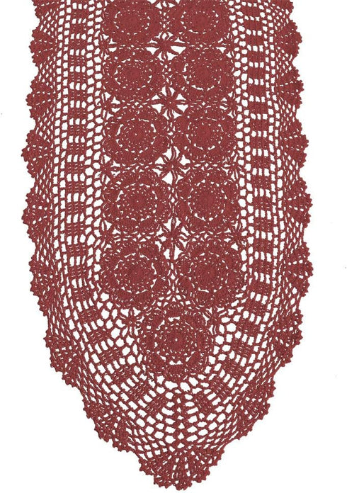 KEPSWET Cotton Handmade Crochet Lace Oval Table Runner Christmas Dresser Console Coffee