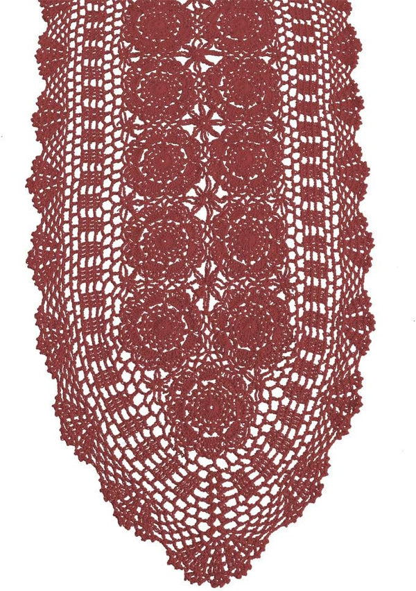 KEPSWET Cotton Handmade Crochet Lace Oval Table Runner Christmas Dresser Console Coffee