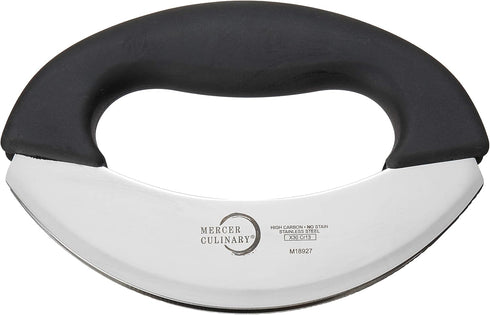 Mercer Culinary Double Blade Rocking Mezzaluna Knife with Handle, 7 Inch, Stainless Steel