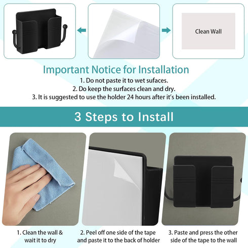 Jetec 6 Pieces Wall Mount Phone Holder, Self-Adhesive Organizer Storage Box for Bedroom